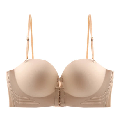 Invisible Push Up Bra - Front Closure Strapless Seamless Bralette for Women - ZOOMNSTORE