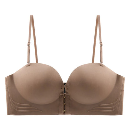 Invisible Push Up Bra - Front Closure Strapless Seamless Bralette for Women - ZOOMNSTORE