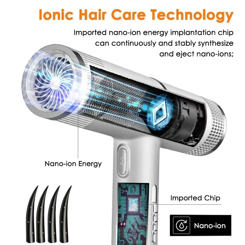 Ionic Hair Dryer - Professional Infrared Negative Ion Blow Dryer With Hot Cold Wind - ZOOMNSTORE