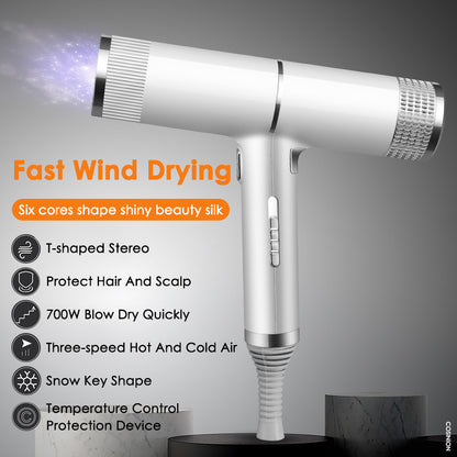 Ionic Hair Dryer - Professional Infrared Negative Ion Blow Dryer With Hot Cold Wind - ZOOMNSTORE