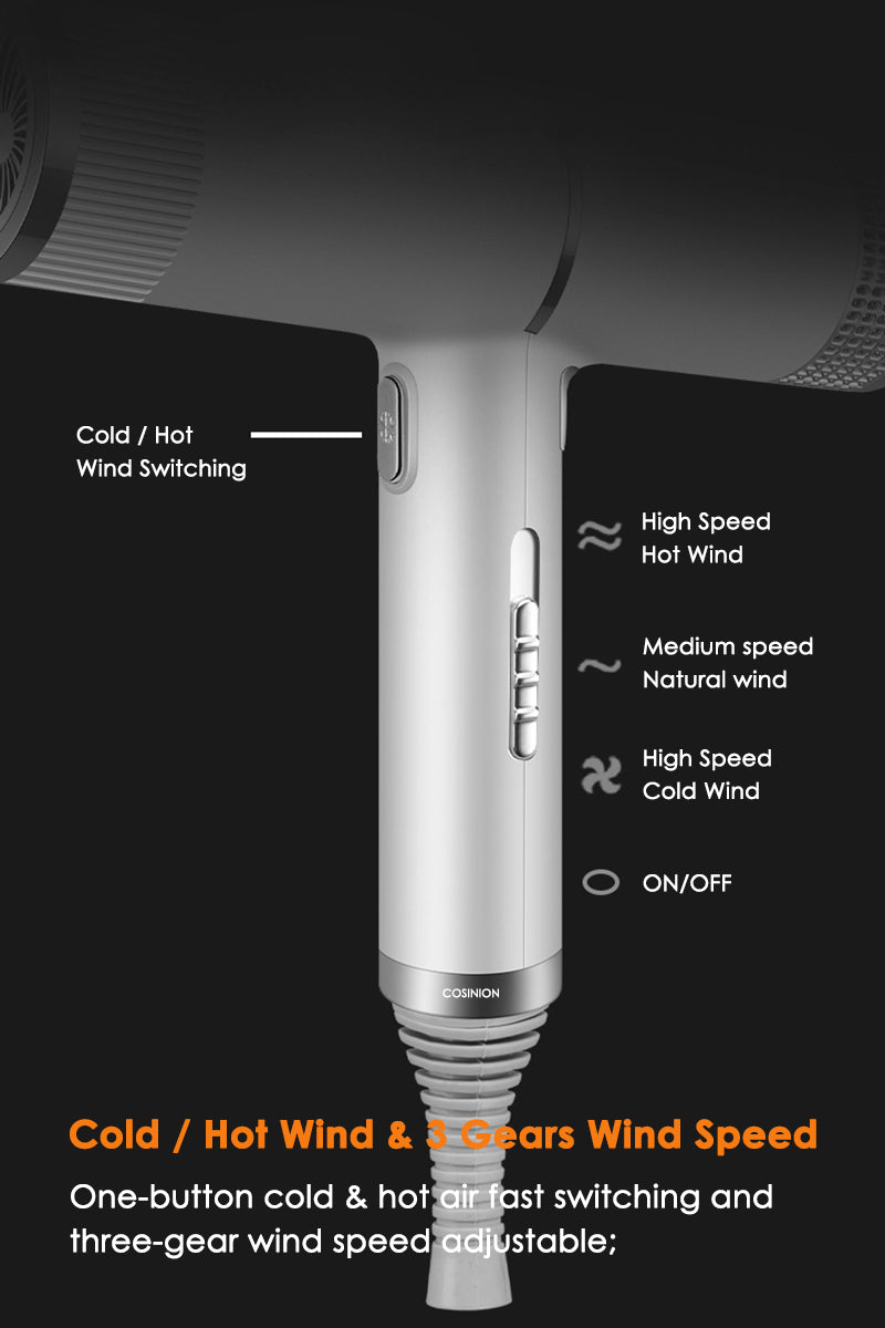 Ionic Hair Dryer - Professional Infrared Negative Ion Blow Dryer With Hot Cold Wind - ZOOMNSTORE