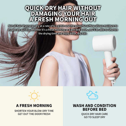XIAOMI MIJIA Mi Ionic Hair Dryer H300 Quick Dry Negative Ion Hair Care Professional For Home 1600W Electric Hair Dryers Diffuser - ZOOMNSTORE