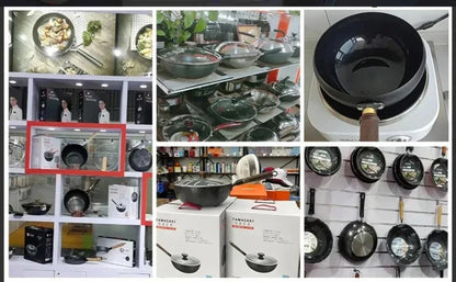 Handmade Pure Iron Non-Stick Frying Pan - Big Belly Flat Bottom Cookware for Gas Stove - ZOOMNSTORE