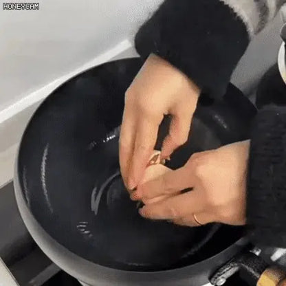 Handmade Pure Iron Non-Stick Frying Pan - Big Belly Flat Bottom Cookware for Gas Stove - ZOOMNSTORE