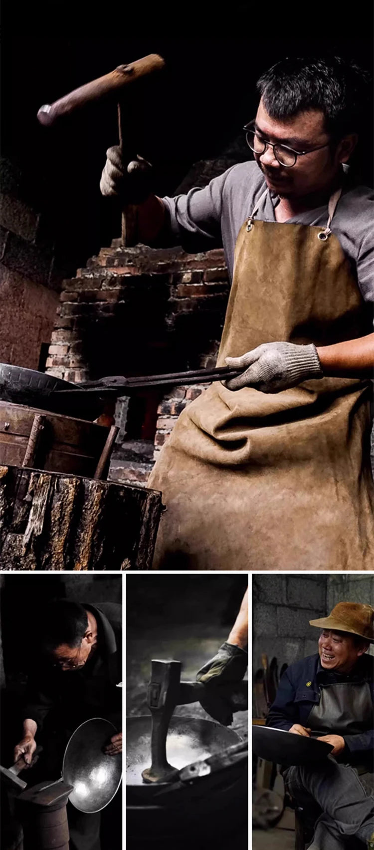 Handmade Pure Iron Non-Stick Frying Pan - Big Belly Flat Bottom Cookware for Gas Stove - ZOOMNSTORE