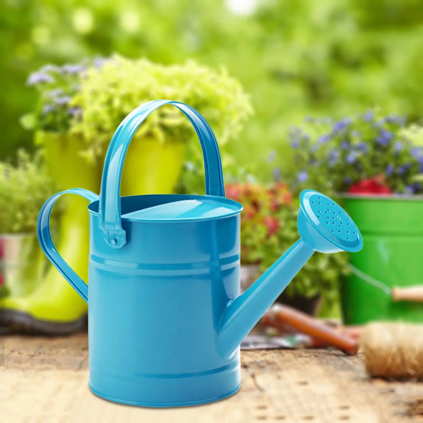 Iron Watering Can - Garden Watering Can with Nozzle, 1.5L Metal Plant Pot - ZOOMNSTORE