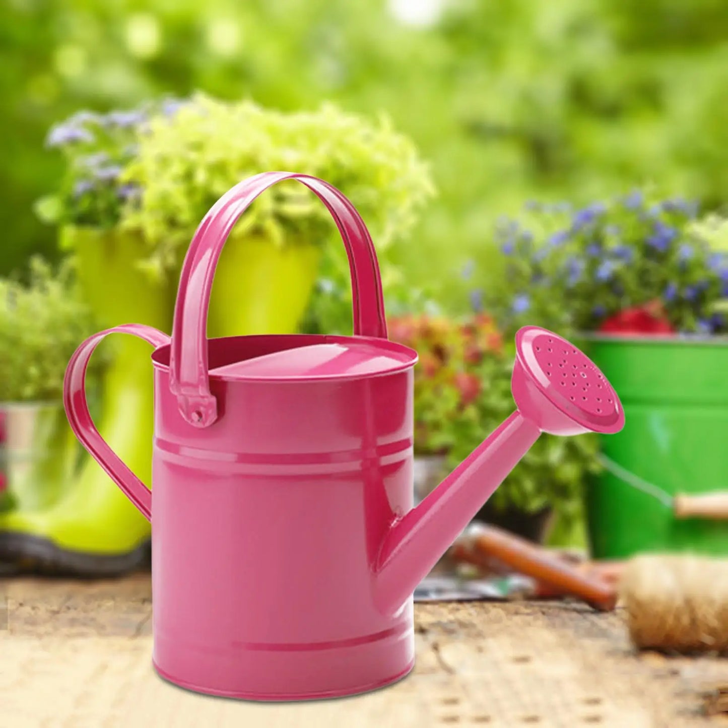 Iron Watering Can - Garden Watering Can with Nozzle, 1.5L Metal Plant Pot - ZOOMNSTORE