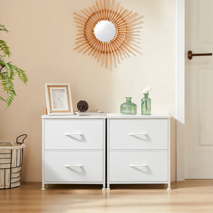 JHK Nightstand with 2 Fabric Drawers - Bedroom Storage Cabinet Furniture - ZOOMNSTORE