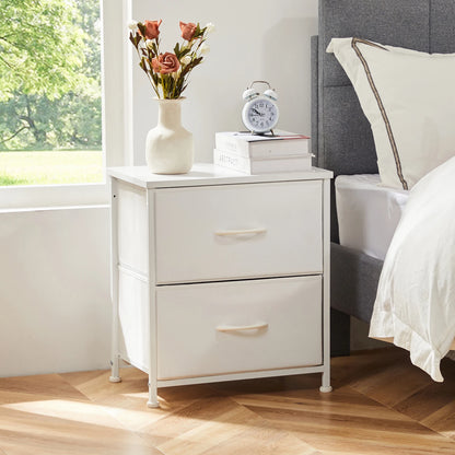 JHK Nightstand with 2 Fabric Drawers - Bedroom Storage Cabinet Furniture - ZOOMNSTORE