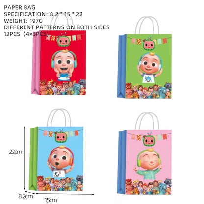 Cartoon JJ Melon Birthday Party Set - Disposable Tableware Decorations Balloons Cake Topper - ZOOMNSTORE