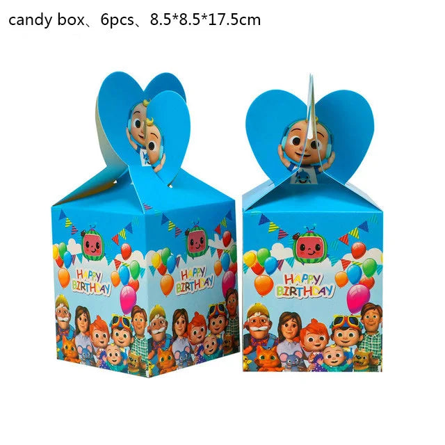 Cartoon JJ Melon Birthday Party Set - Disposable Tableware Decorations Balloons Cake Topper - ZOOMNSTORE