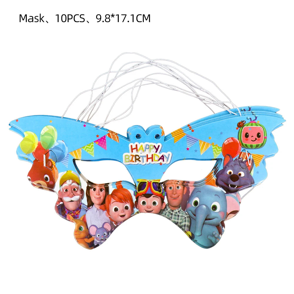 Cartoon JJ Melon Birthday Party Set - Disposable Tableware Decorations Balloons Cake Topper - ZOOMNSTORE