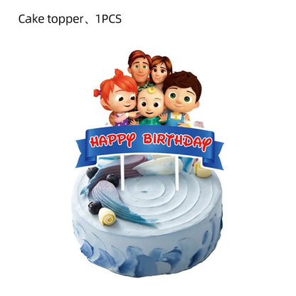 Cartoon JJ Melon Birthday Party Set - Disposable Tableware Decorations Balloons Cake Topper - ZOOMNSTORE