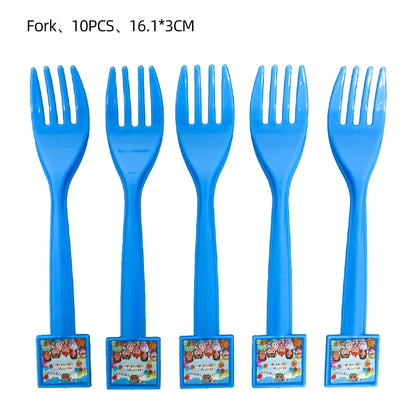 Cartoon JJ Melon Birthday Party Set - Disposable Tableware Decorations Balloons Cake Topper - ZOOMNSTORE