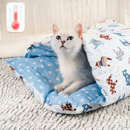 Japanese Cat Bed - Warm Cat Sleeping Bag & Semi Enclosed Pet Cave Bed for Cats - ZOOMNSTORE