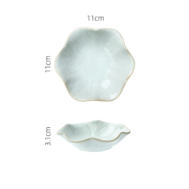 Japanese Ceramic Dipping Dish - Retro Kiln Glaze Sushi  Soy Sauce Plate - ZOOMNSTORE