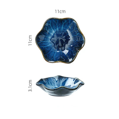 Japanese Ceramic Dipping Dish - Retro Kiln Glaze Sushi  Soy Sauce Plate - ZOOMNSTORE