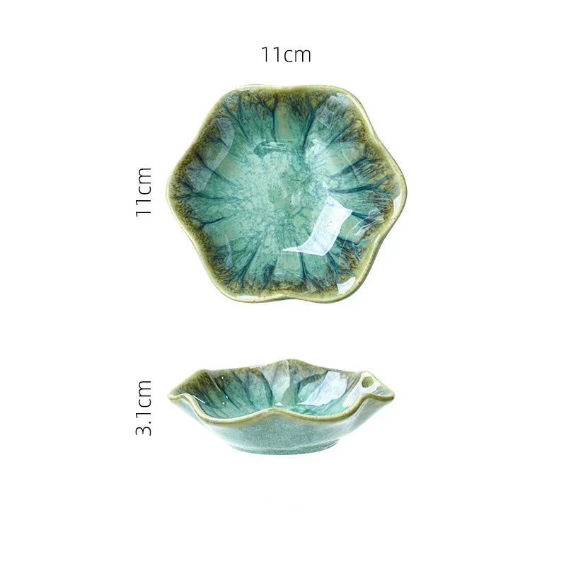 Japanese Ceramic Dipping Dish - Retro Kiln Glaze Sushi  Soy Sauce Plate - ZOOMNSTORE