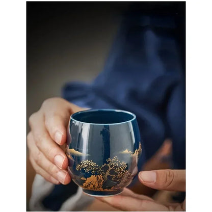 Japanese Ceramic Teacup – Large Black Glaze Kung Fu Tea Cup 180ml Porcelain - ZOOMNSTORE