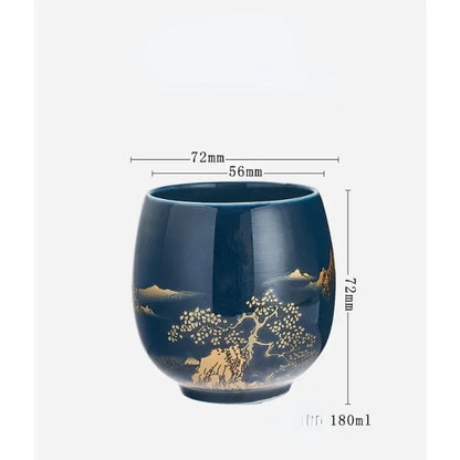 Japanese Ceramic Teacup – Large Black Glaze Kung Fu Tea Cup 180ml Porcelain - ZOOMNSTORE