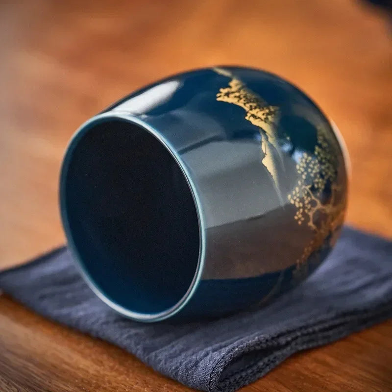 Japanese Ceramic Teacup – Large Black Glaze Kung Fu Tea Cup 180ml Porcelain - ZOOMNSTORE