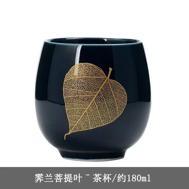 Japanese Ceramic Teacup – Large Black Glaze Kung Fu Tea Cup 180ml Porcelain - ZOOMNSTORE