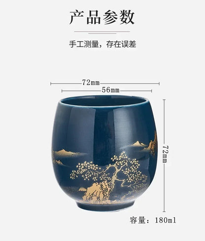 Japanese Ceramic Teacup – Large Black Glaze Kung Fu Tea Cup 180ml Porcelain - ZOOMNSTORE