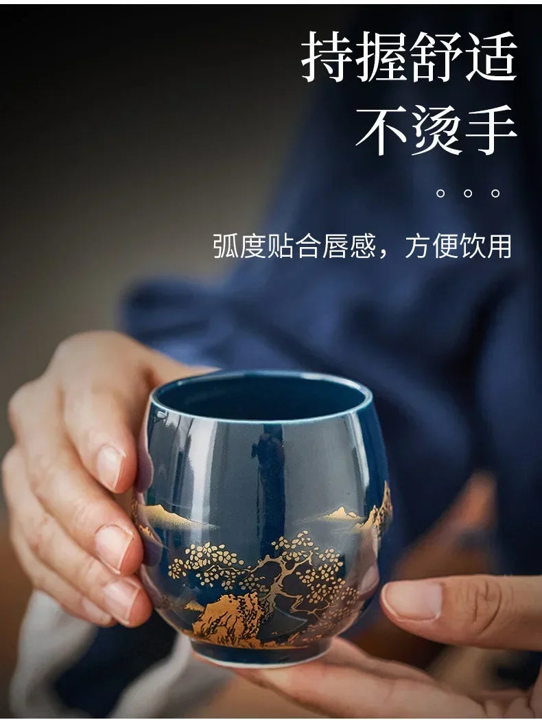 Japanese Ceramic Teacup – Large Black Glaze Kung Fu Tea Cup 180ml Porcelain - ZOOMNSTORE