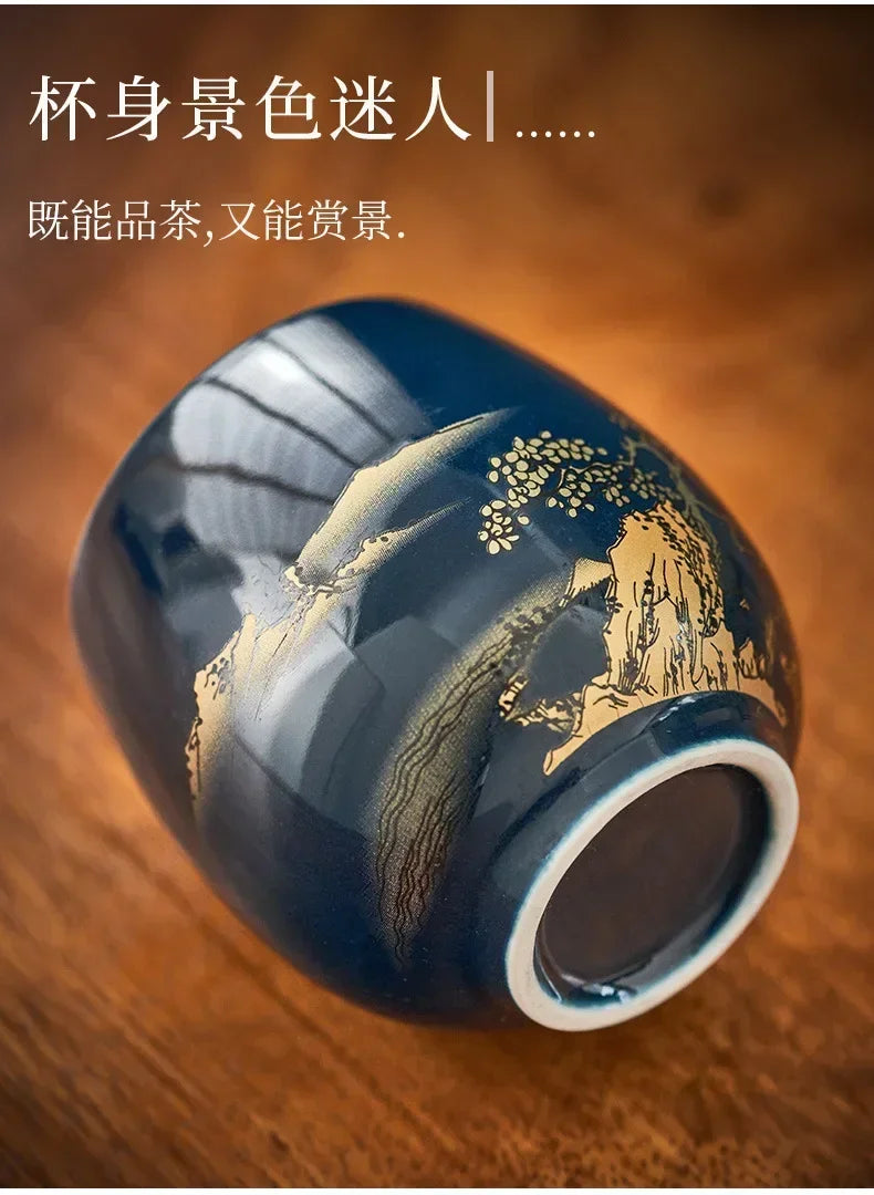 Japanese Ceramic Teacup – Large Black Glaze Kung Fu Tea Cup 180ml Porcelain - ZOOMNSTORE