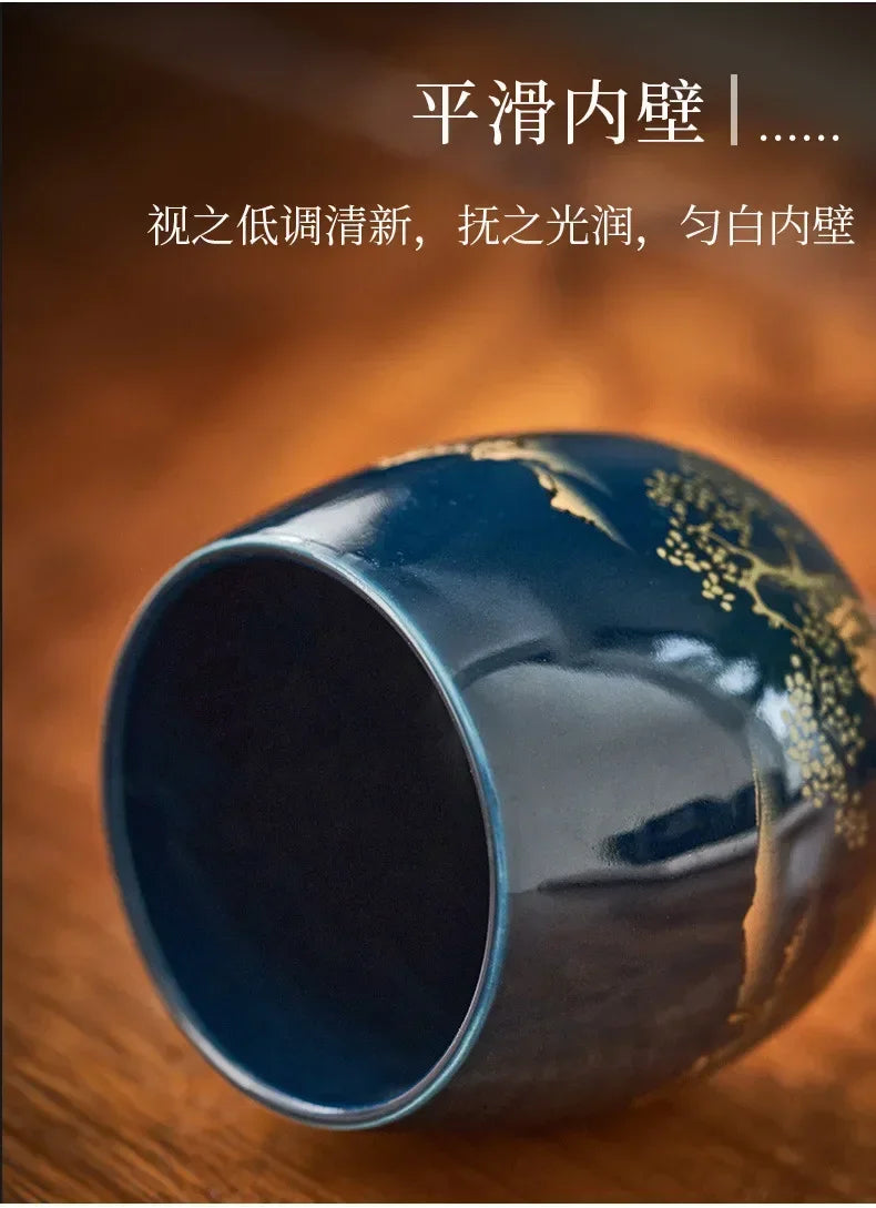 Japanese Ceramic Teacup – Large Black Glaze Kung Fu Tea Cup 180ml Porcelain - ZOOMNSTORE