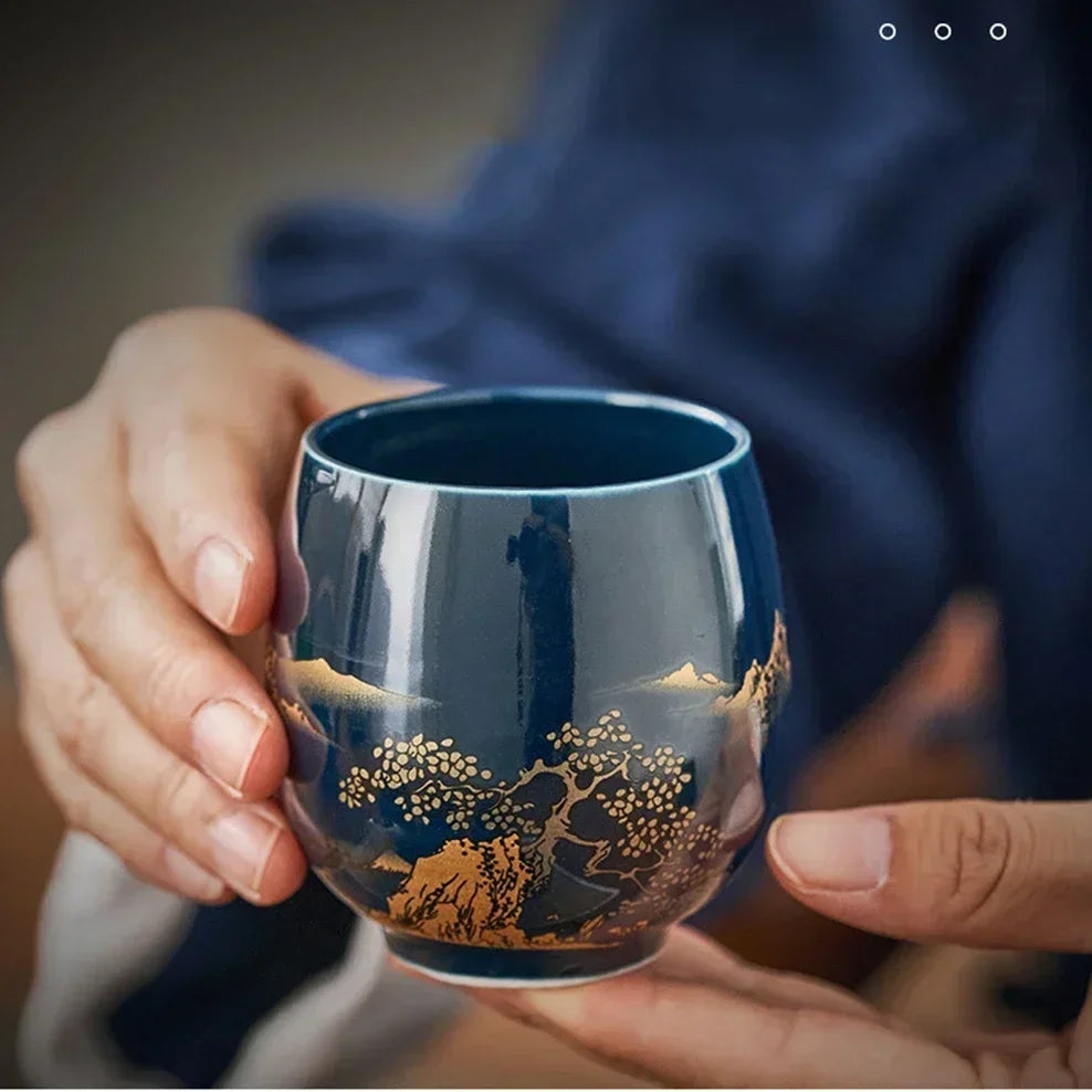 Japanese Ceramic Teacup – Large Black Glaze Kung Fu Tea Cup 180ml Porcelain - ZOOMNSTORE