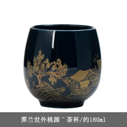 Japanese Ceramic Teacup – Large Black Glaze Kung Fu Tea Cup 180ml Porcelain - ZOOMNSTORE