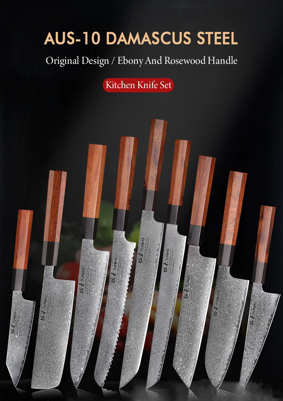 Damascus Steel Japanese Chef Knife - Hand Forged Santoku  Sashimi Blade - ZOOMNSTORE