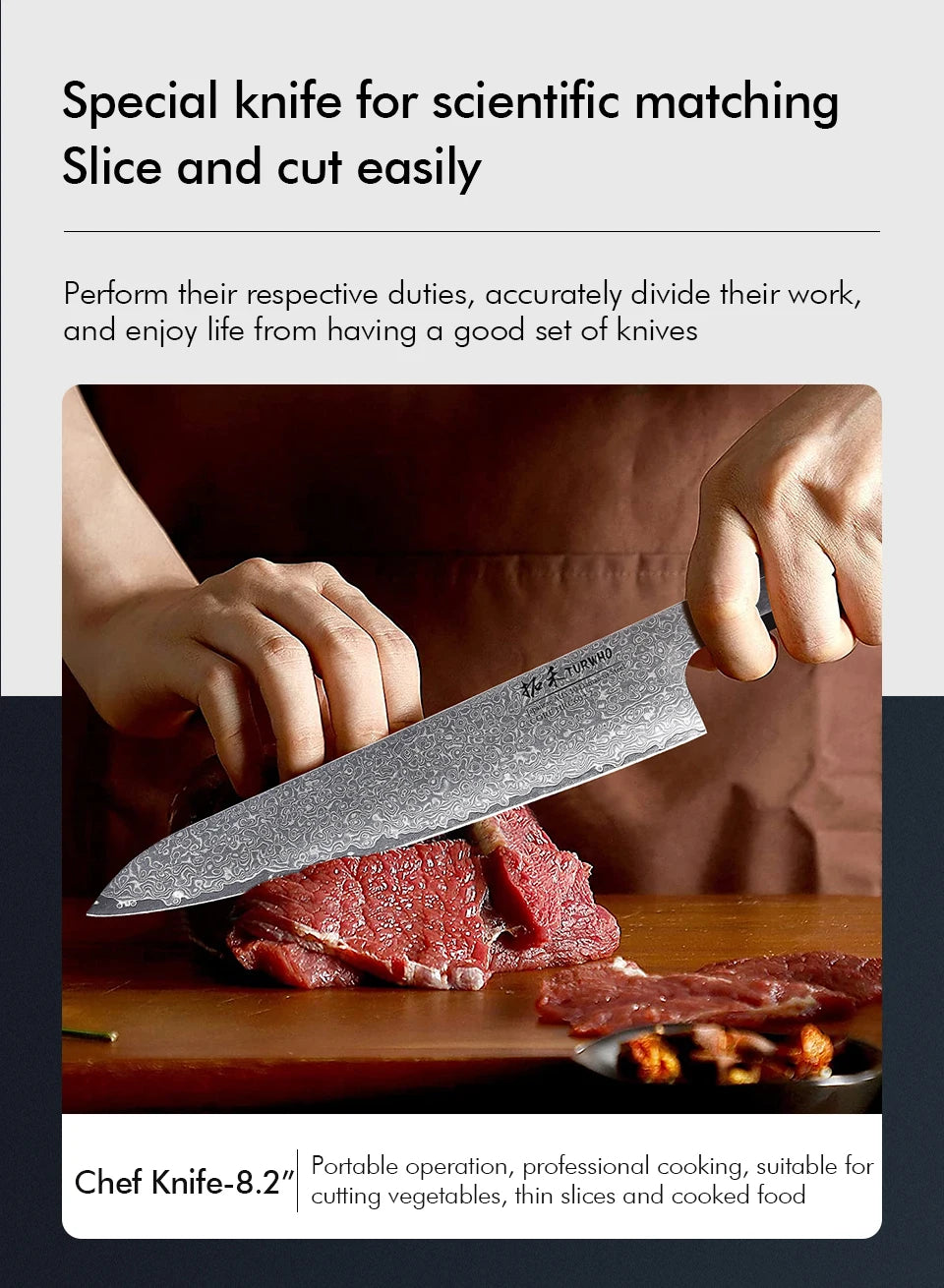 Damascus Steel Japanese Chef Knife - Hand Forged Santoku  Sashimi Blade - ZOOMNSTORE