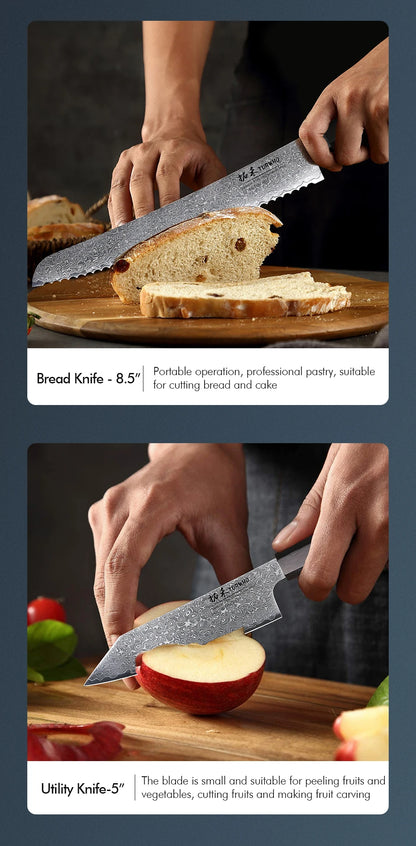 Damascus Steel Japanese Chef Knife - Hand Forged Santoku  Sashimi Blade - ZOOMNSTORE