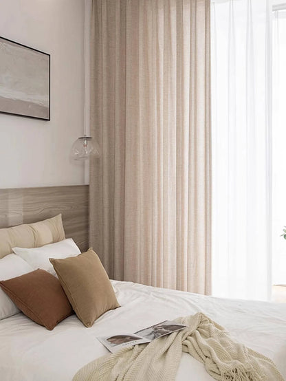 Japanese style thickened cotton and linen semi shading curtains for bedrooms, living rooms, and curtains - ZOOMNSTORE