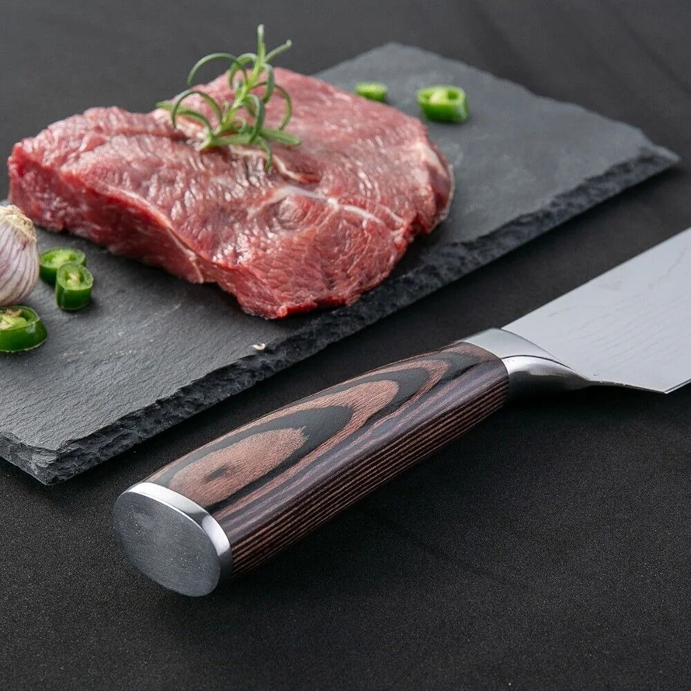 8 Inch Kiritsuke Knife - Ultra Sharp German High Carbon Stainless Steel Chefs Knife for Meat Fish Sushi - ZOOMNSTORE