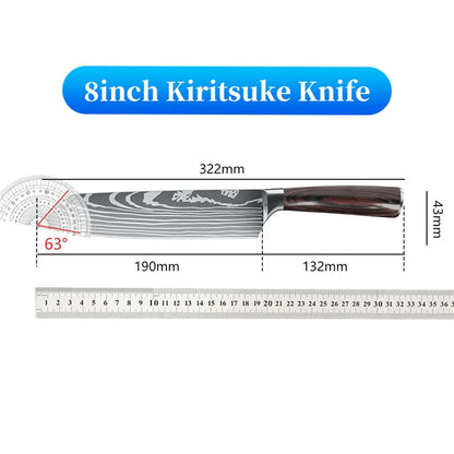 8 Inch Kiritsuke Knife - Ultra Sharp German High Carbon Stainless Steel Chefs Knife for Meat Fish Sushi - ZOOMNSTORE