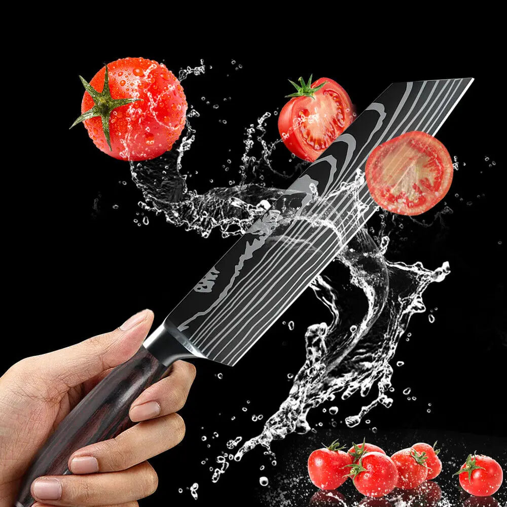 8 Inch Kiritsuke Knife - Ultra Sharp German High Carbon Stainless Steel Chefs Knife for Meat Fish Sushi - ZOOMNSTORE