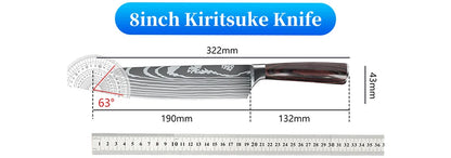 8 Inch Kiritsuke Knife - Ultra Sharp German High Carbon Stainless Steel Chefs Knife for Meat Fish Sushi - ZOOMNSTORE