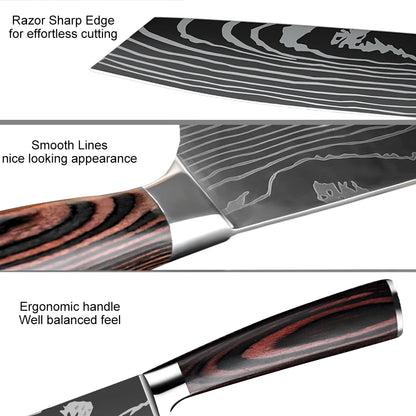 8 Inch Kiritsuke Knife - Ultra Sharp German High Carbon Stainless Steel Chefs Knife for Meat Fish Sushi - ZOOMNSTORE