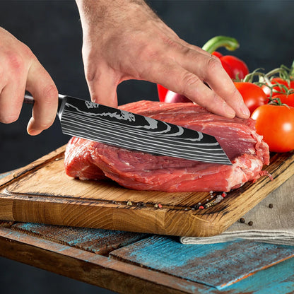 8 Inch Kiritsuke Knife - Ultra Sharp German High Carbon Stainless Steel Chefs Knife for Meat Fish Sushi - ZOOMNSTORE