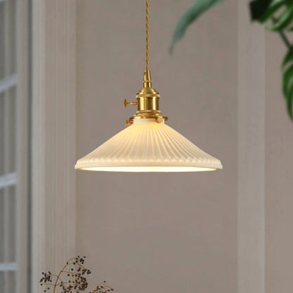 Japanese Pendant Light – Nordic Ceramic Chandelier With Bronze Alloy Fixture - ZOOMNSTORE