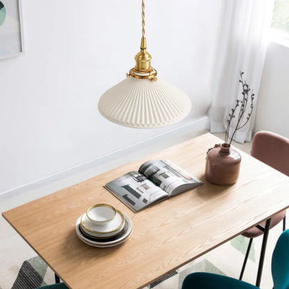 Japanese Pendant Light – Nordic Ceramic Chandelier With Bronze Alloy Fixture - ZOOMNSTORE