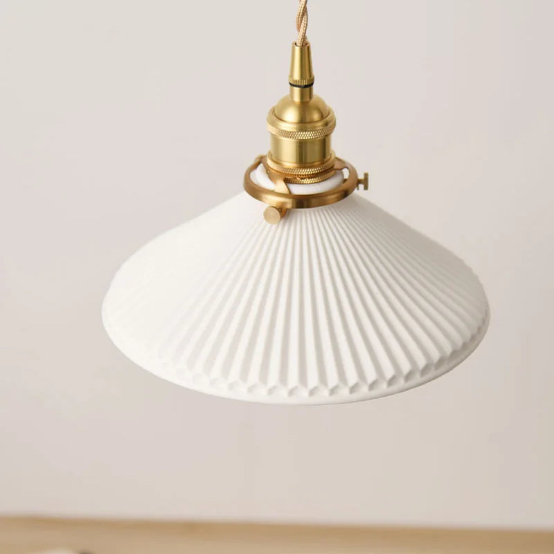 Japanese Pendant Light – Nordic Ceramic Chandelier With Bronze Alloy Fixture - ZOOMNSTORE