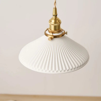 Japanese Pendant Light – Nordic Ceramic Chandelier With Bronze Alloy Fixture - ZOOMNSTORE