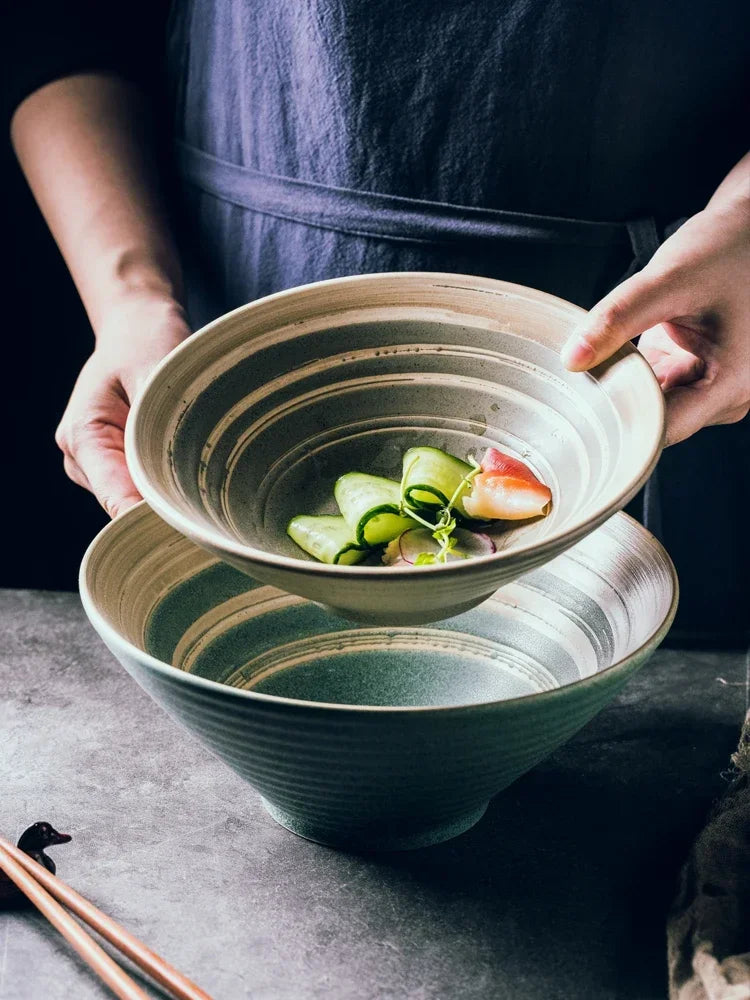 Japanese Ramen Bowl Set - Large Ceramic Tableware for Beef Noodle Soup - ZOOMNSTORE