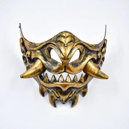 Half Face Japanese Mask Halloween Evil Devil Party Mask Toy Demon Samurai Mask Masquerade Party Wear Accessories - ZOOMNSTORE