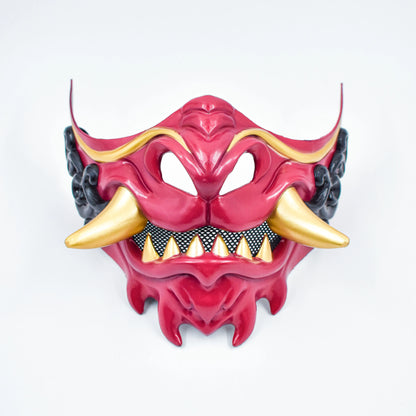Half Face Japanese Mask Halloween Evil Devil Party Mask Toy Demon Samurai Mask Masquerade Party Wear Accessories - ZOOMNSTORE