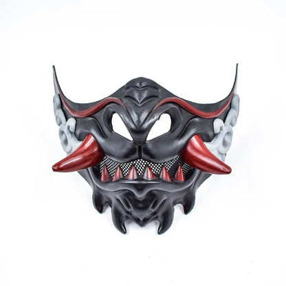 Half Face Japanese Mask Halloween Evil Devil Party Mask Toy Demon Samurai Mask Masquerade Party Wear Accessories - ZOOMNSTORE
